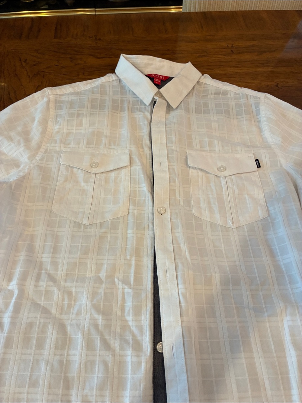 Guess Men's White Checked Shirt